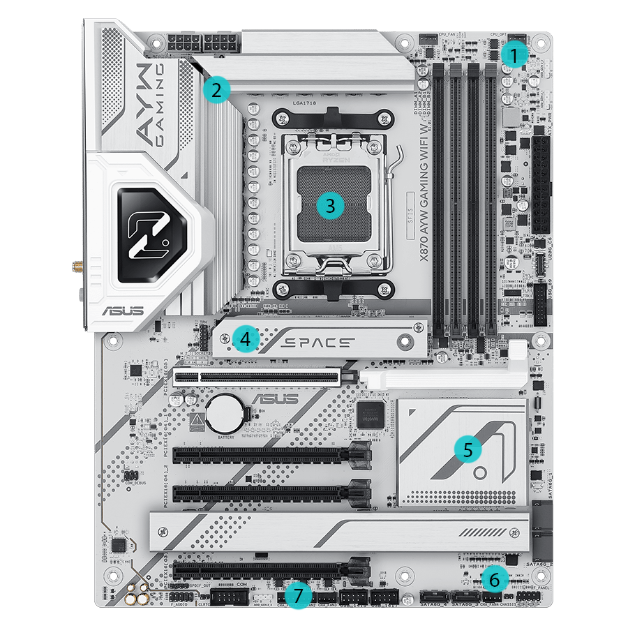 Asus X870 AYW GAMING (Wi-Fi 6) White DDR5 AMD Motherboard